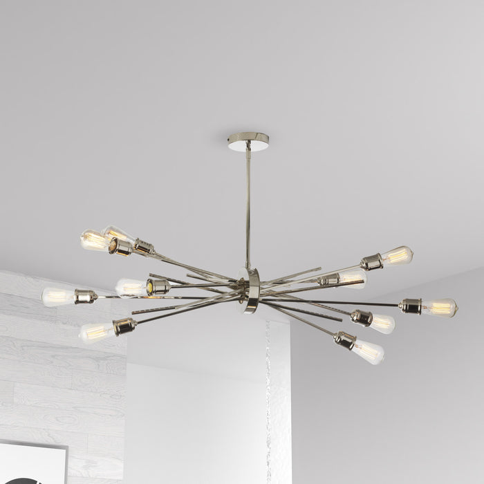 Luminaire suspendu horizontal Nebraska de Dainolite avec fini chromé poli et 10 ampoules