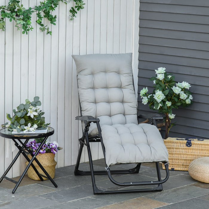 Chaise Inclinable A Gravite Zero Outsunny Avec Dossier Reglable, Gris Clair