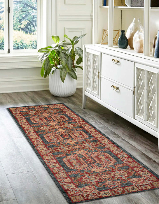 Tapis Traditionnel Lena 2'3\" x 7'6\" en Bleu