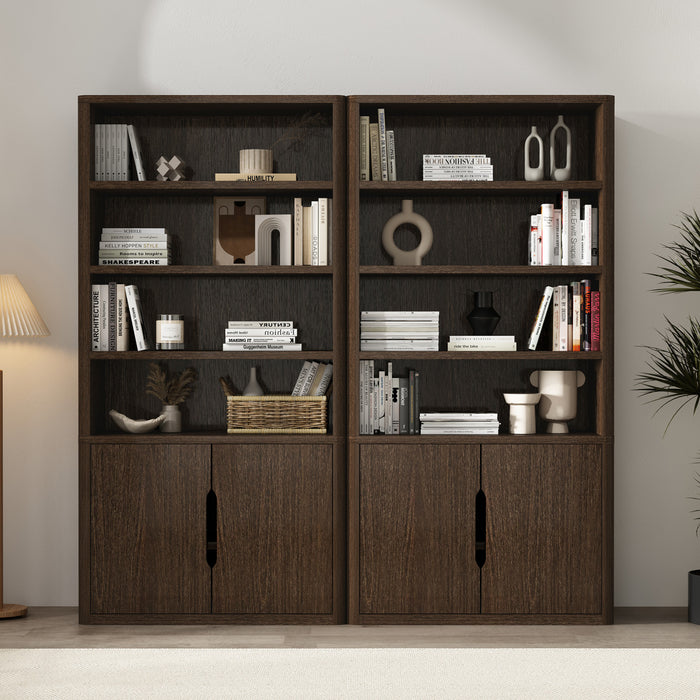 Armoire bibliotheque moderne Rivington 40\" en noyer - Lot de 2