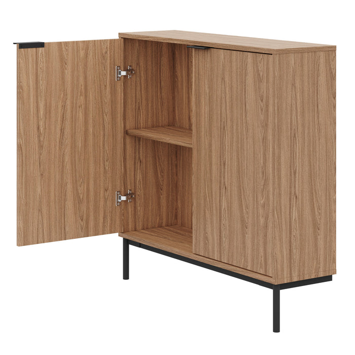 Armoire décorative de rangement mince Nordika à 2 portes - noyer clair