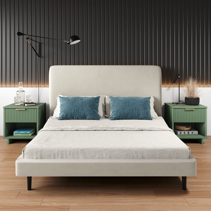Table de nuit Granville Moderne 18\" en vert sauge (1 tiroir) - Lot de 2