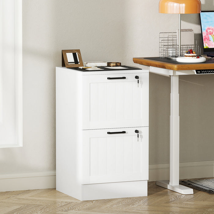 HOMCOM Classeur a 2 tiroirs avec serrure pour lettre A4, Blanc