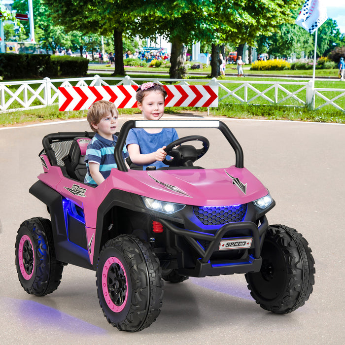 Costway 12v 2 Places Enfants Roulent Sur La Suspension De Vehicule Electrique UTV RC W / Lumieres Et Musique