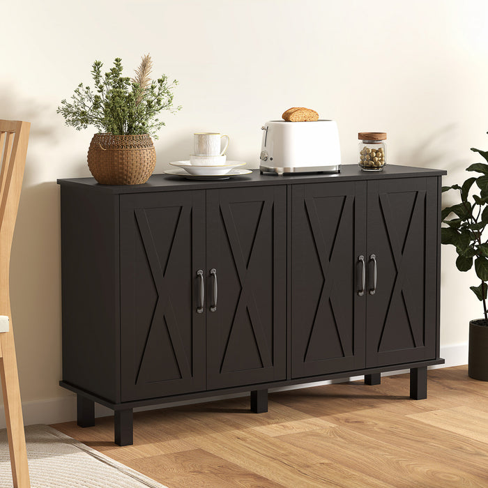 HOMCOM Meuble a cafe, buffet avec portes de grange, etagere reglable, noir