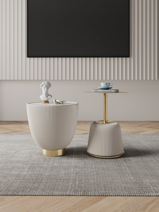 Table d’appoint moderne Anderson 2 pieces en creme