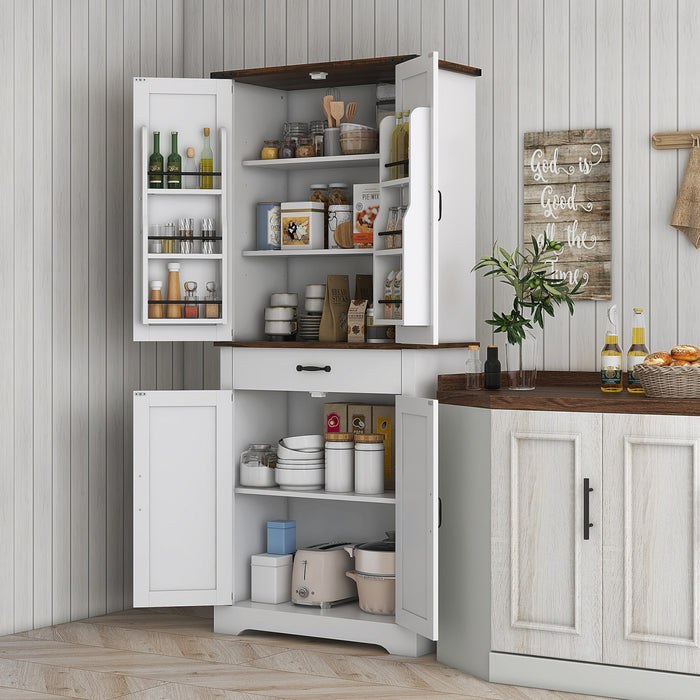 HOMCOM Garde-manger de cuisine, grand meuble de rangement , blanc
