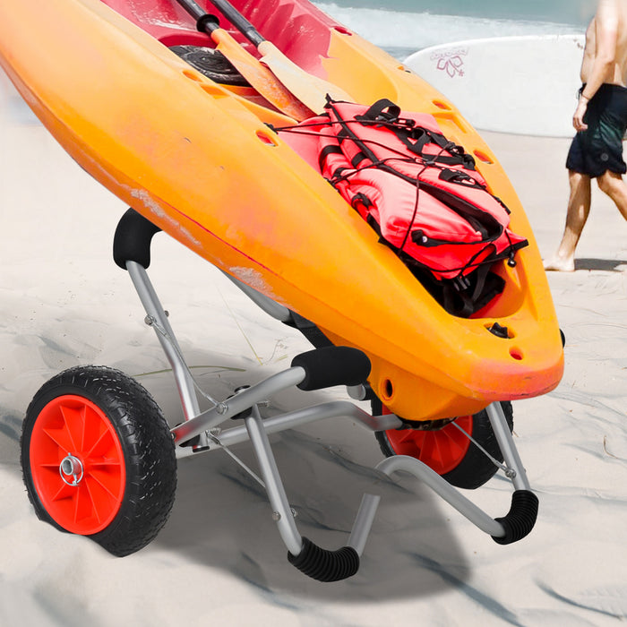 Soozier Kayak Cart Aluminium Boat Canoe Carrier Avec Pneus De Plage