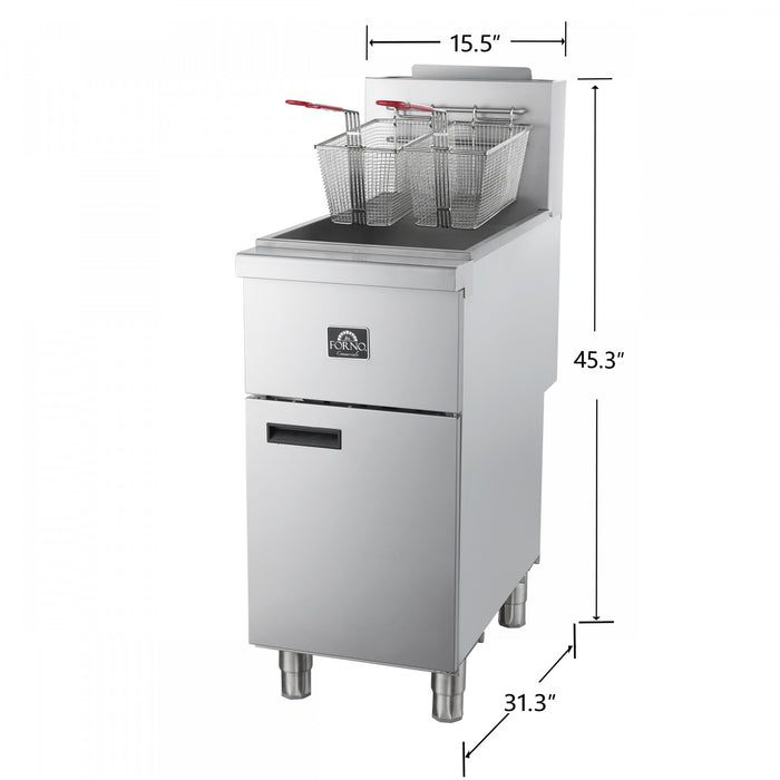 Friteuse au gaz naturel Commerciale, 3 bruleurs (90 000 BTU), capacite d'huile de 40 lb – FCMGF0048
