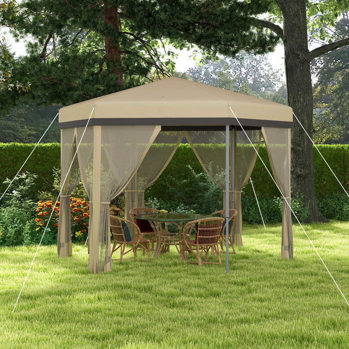 Outsunny Auvent De 12x12', Tente Gazebo Avec Filet, Sac De Transport, Kaki