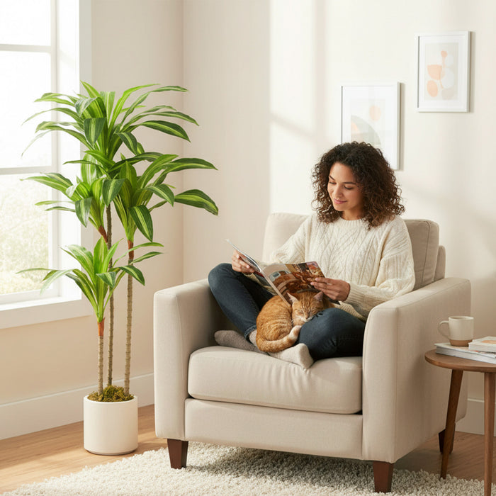 HOMCOM Arbre Dracaena Artificiel de 4pi, Plante Factice pour Decoration