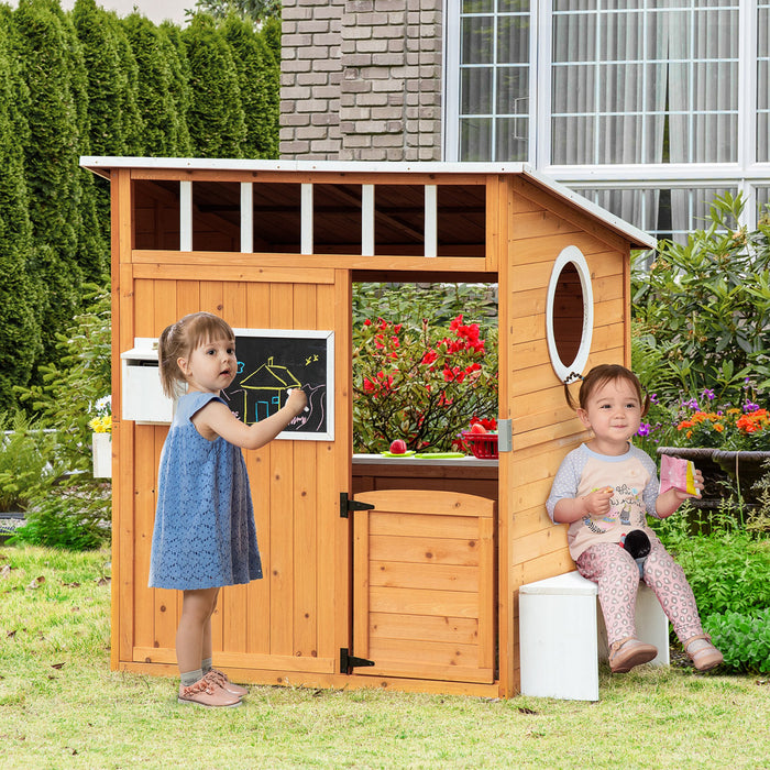 Outsunny Cabane en Bois pour Enfants - Maison de Jardin pour Jeux Imaginaires en Exterieur