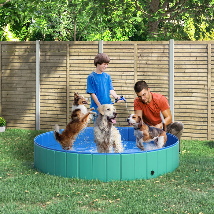 Pawhut Piscine De Bain Pour Chien En Pvc Pliable Portable Pour Enfants Pour Animaux De Compagnie, Baignoire Pour Chiots Exterieure/interieure Avec Fond Antiderapant Pour Chiens Et Chats