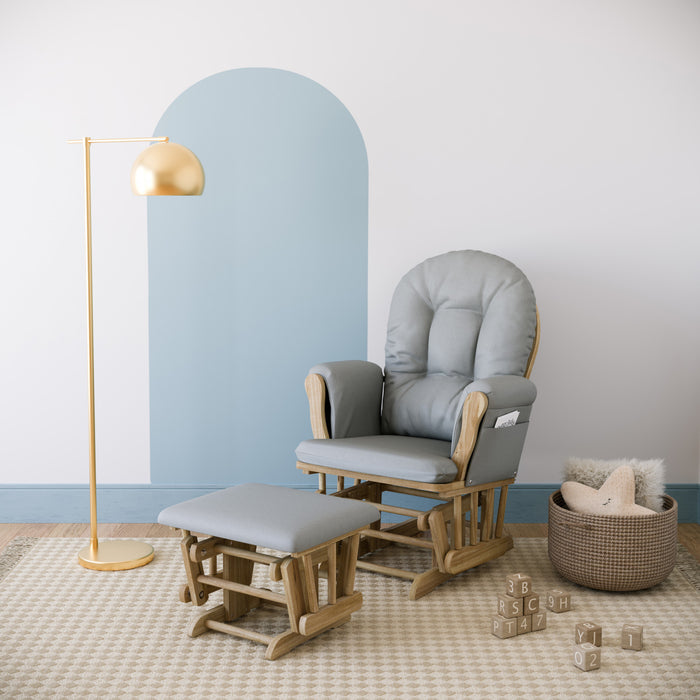 Storkcraft Hoop Fauteuil bercant et pouf - Natural avec gris clair