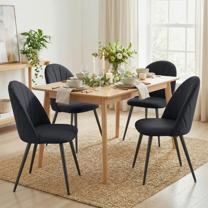 HOMCOM Lot de 4 chaises de salle a manger avec pieds en metal, noir