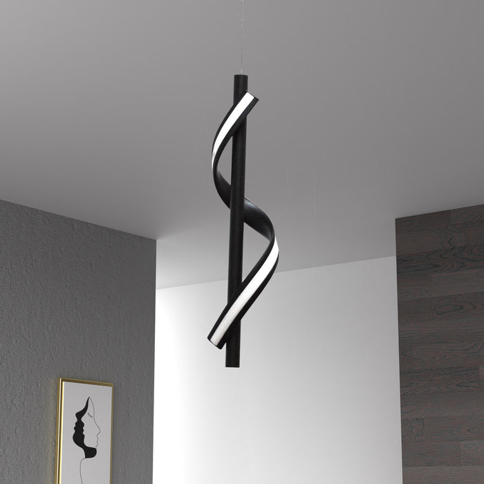 Luminaire suspendu Justine de Dainolite en silicone blanc qui diffuse la lumière, avec fini noir mat et ampoule à DEL de 8 W