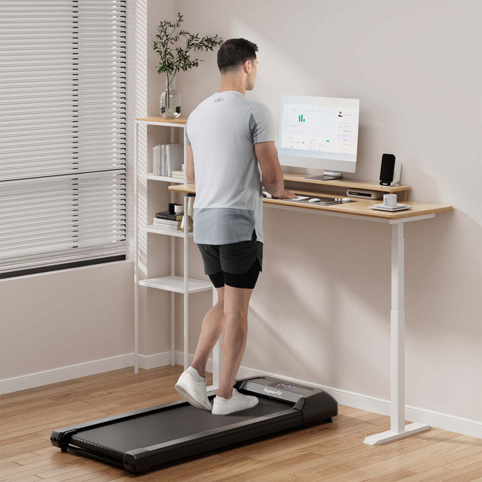 Superfit 0.6-3.8mph Tapis De Marche Sous Tapis Roulant De Bureau Avec Telecommande Et Ecran Led Noir