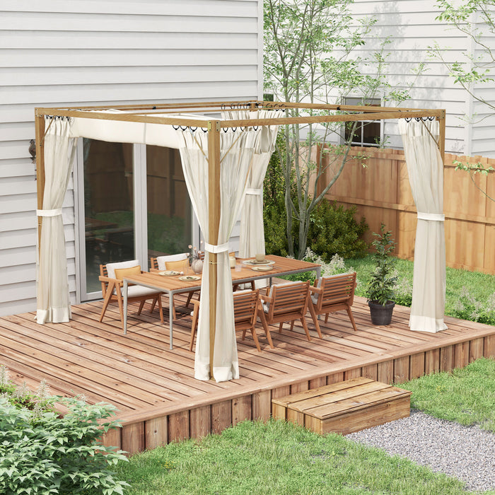 Outsunny 10 X 10 Ft Pergola Retractable Avec Parois Laterales En Filet