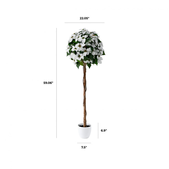 Arbre poinsettia blanc de 59 po