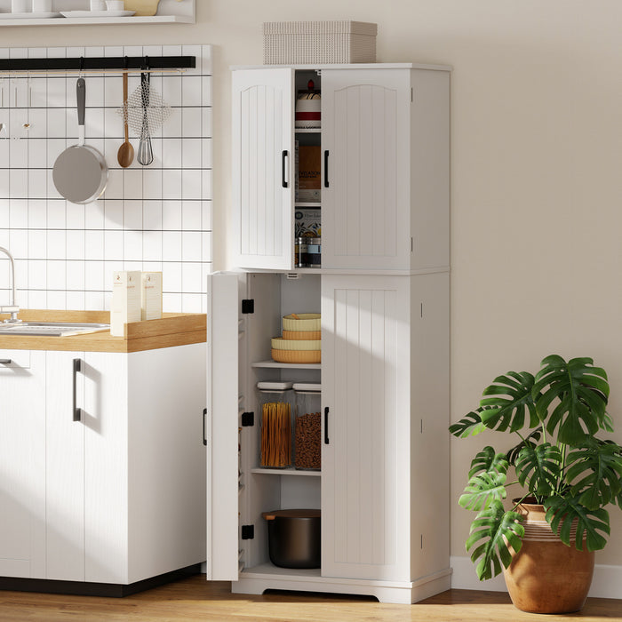 HOMCOM Armoire de rangement, 64 po, avec etageres reglables, blanc