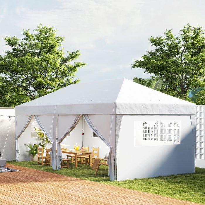 Outsunny Tente Exterieure Facile A Plier Gazebo De Fete 10'x20', Blanc
