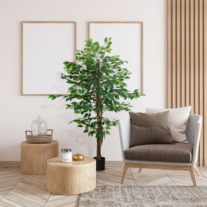 HOMCOM Arbres Artificiels Ficus, Plante Decorative Fausse pour Decoration