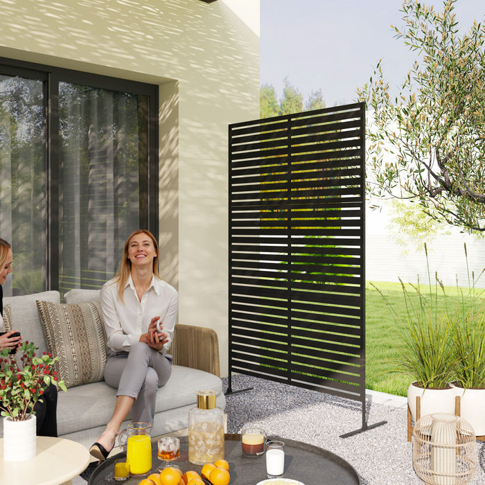 Outsunny Paravent exterieur decoratif en metal avec support