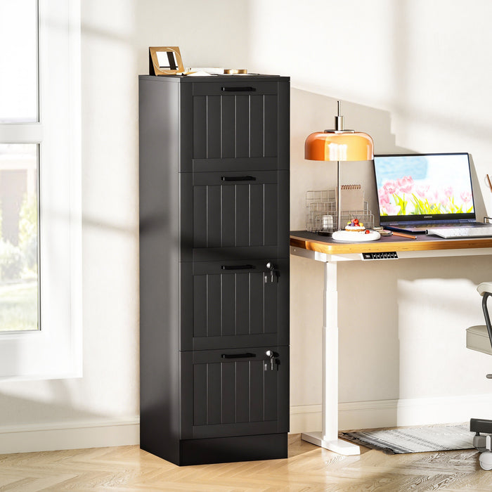 HOMCOM Classeur a 4 tiroirs avec serrure pour lettre A4, Noir