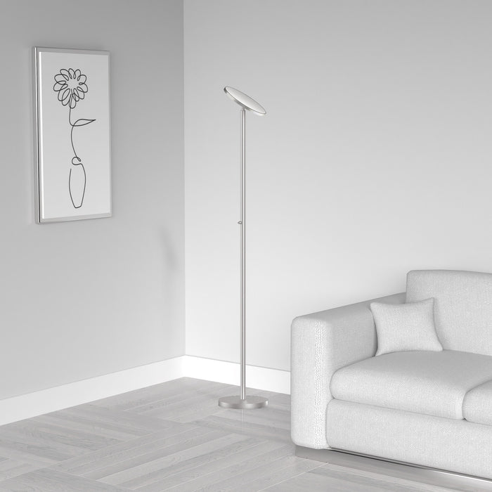 Lampe à pied torchère de Dainolite avec fini nickel satiné et ampoule à DEL