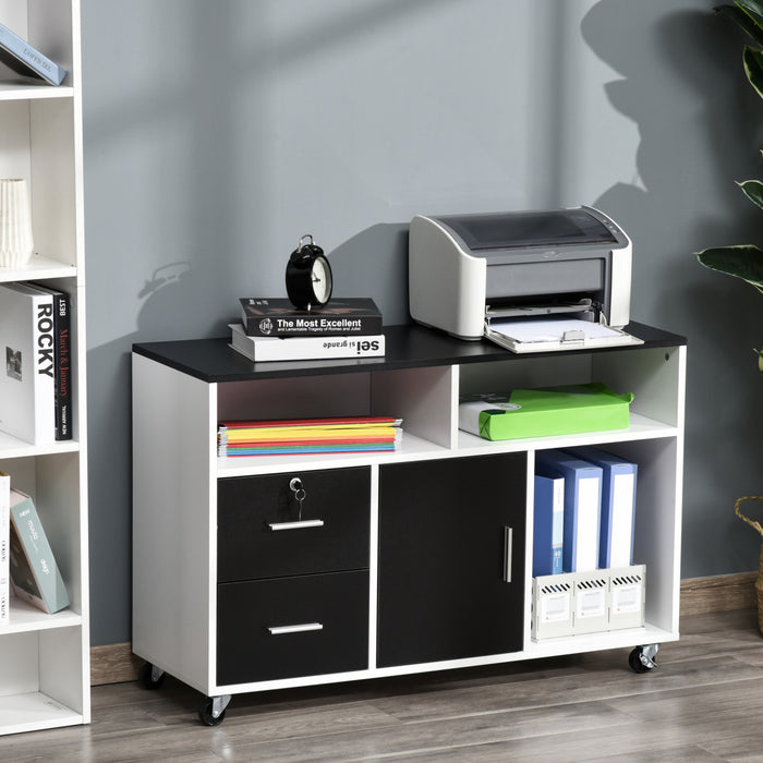 Homcom Classeur Avec 2 Tiroirs Verrouillables