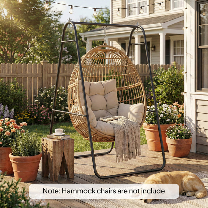 Outsunny Support de Chaise Hamac Suspendue, Charge Max 150 kg, Noir