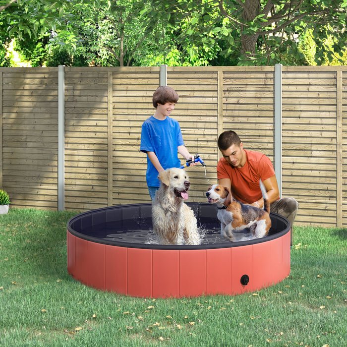 Pawhut D01-014rd Baignoire Pour Chien Pliable Pour Animal Domestique Piscine Pour Chiot Baignoire Fournitures Pour Animaux De Compagnie (Φ55.1\", Rouge)