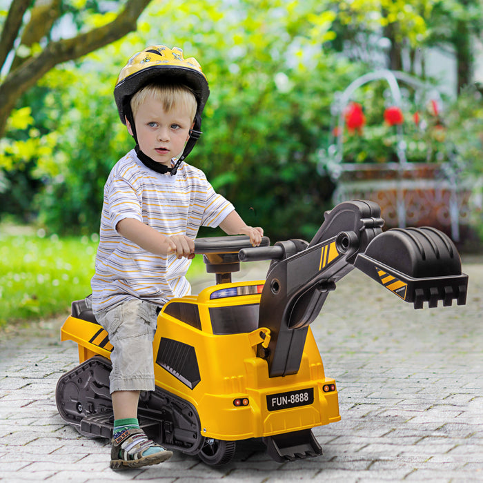 Aosom Tracteur Electrique 6 V, 3 En 1 Pelle Electrique, Bulldozer, Rouleau Compresseur, Construction De Jeu De Simulation Alimente Par Batterie, Pour 18 A 48 Mois – Jaune