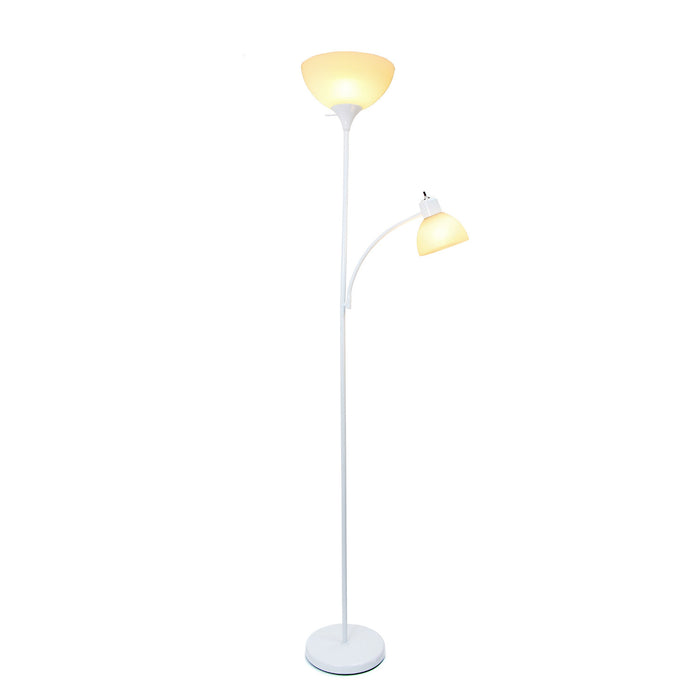 Ardelo Lampadaire avec lampe de lecture a col de cygne, Blanc neige, 71,5 po H