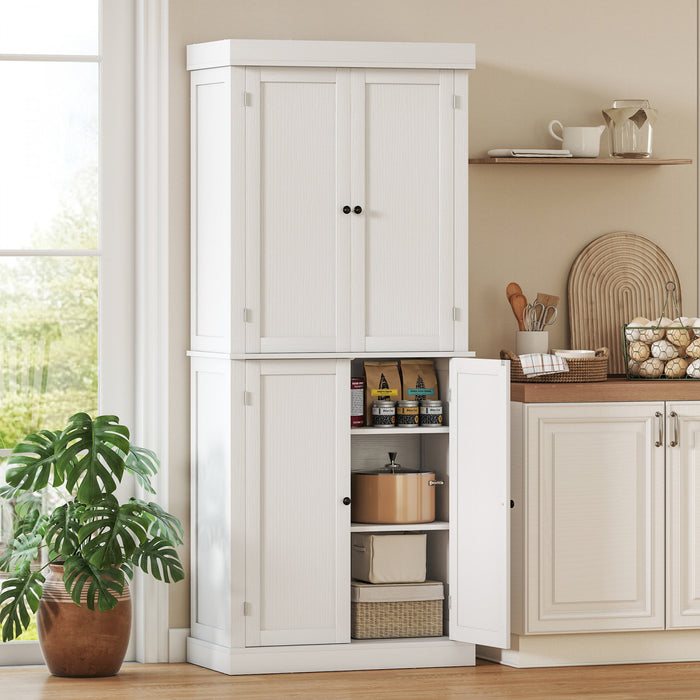 HOMCOM Garde-manger Cuisine 4 Portes Autoportant Etageres Blanc