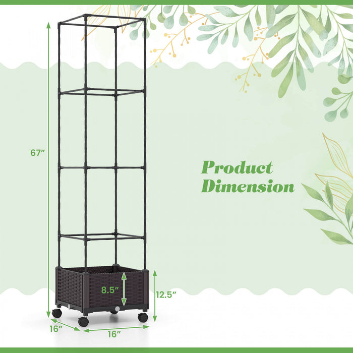 Costway 1 Pcs 67\" Planter Souleve Lit De Jardin Avec Planter Box & Trellis Hauteur Reglable