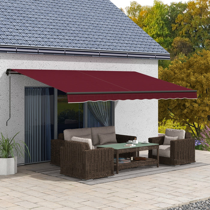 Outsunny 15' X 10' Auvent Retractable, Abri Pare-soleil, Rouge Vin