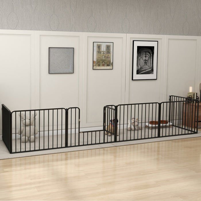 Pawhut Parc Pour Chien, 6 Panneaux De 24\" De Hauteur En Acier, Enclos D'exercice Pour Chiots, Design Diy, Exterieur Interieur, Pour Petits Chiens.