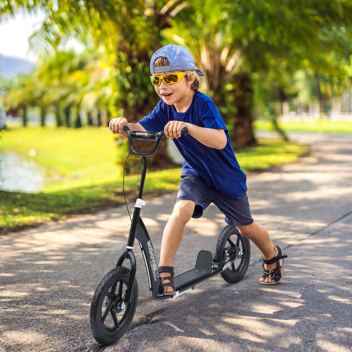 Homcom Trotinette Pour Enfants A Partir De 5 Ans Scooter Pour Adolescents Avec Pneu De 30.5 Cm Noir