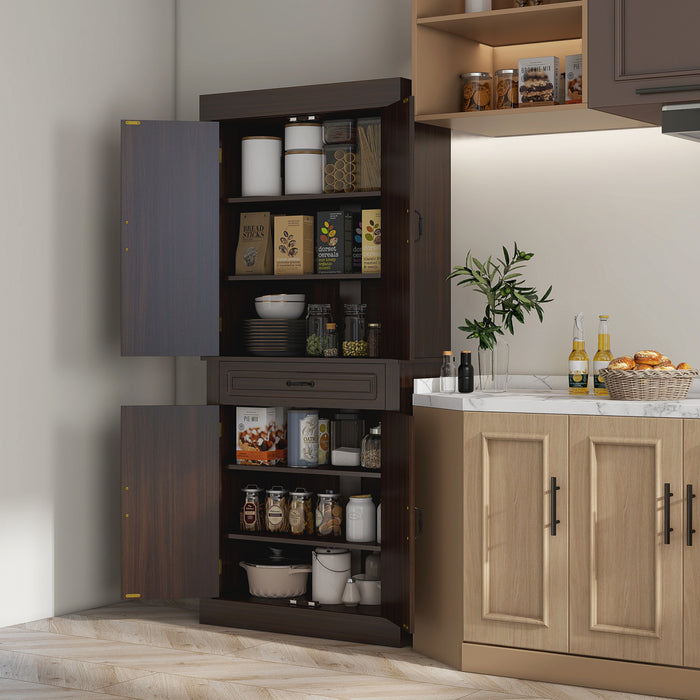 HOMCOM Garde-manger de cuisine 71\" avec 4 portes et 2 grands placards