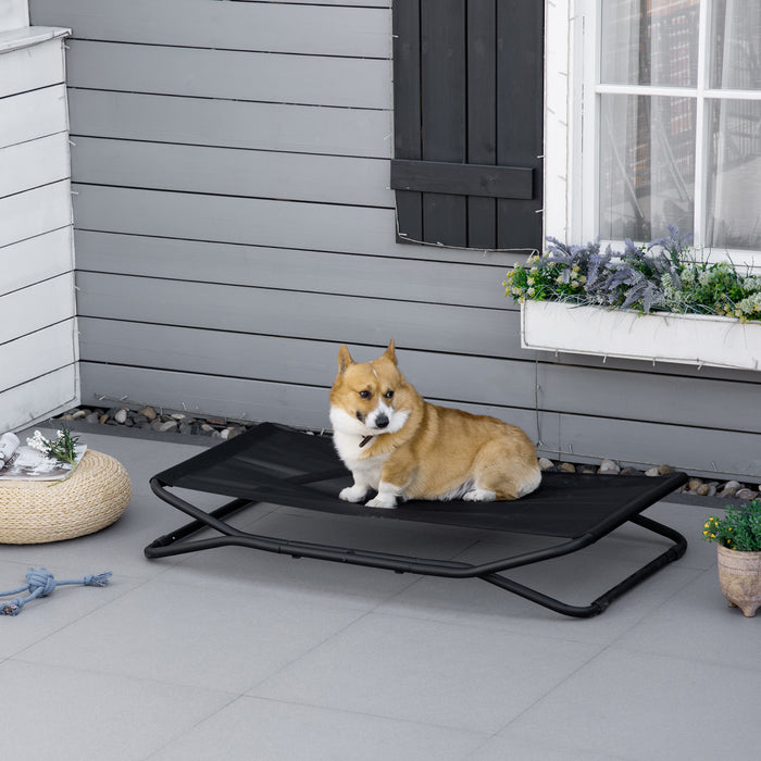 Pawhut 47.5\" Lit Sureleve Pour Chien, Lit Pour Animal De Compagnie Sureleve Pliable, Textilene Respirant, Utilisation Interieure Et Exterieure, Pour Chien Moyen, Noir