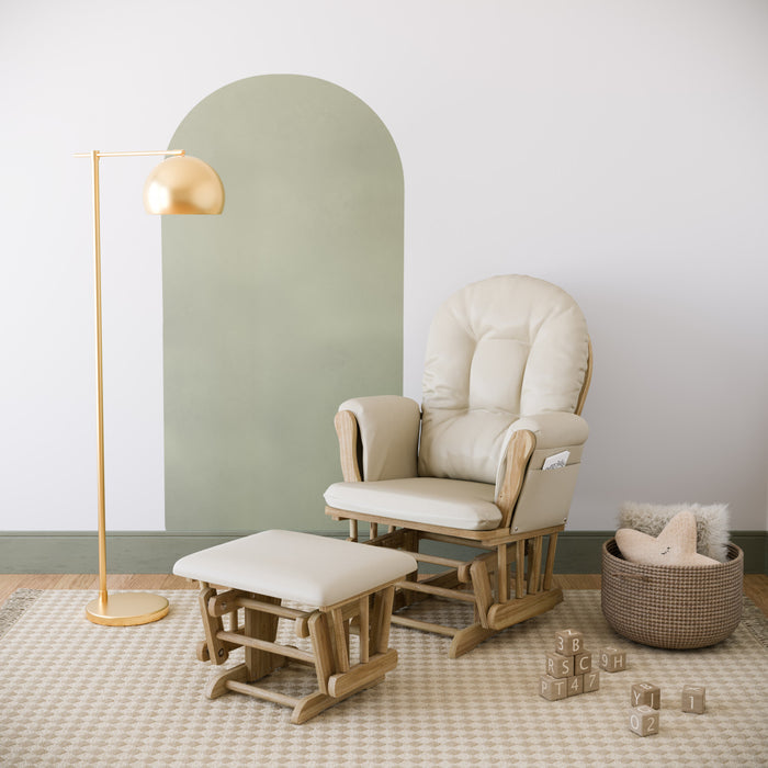 Storkcraft Hoop Fauteuil bercant et pouf - Natural avec beige