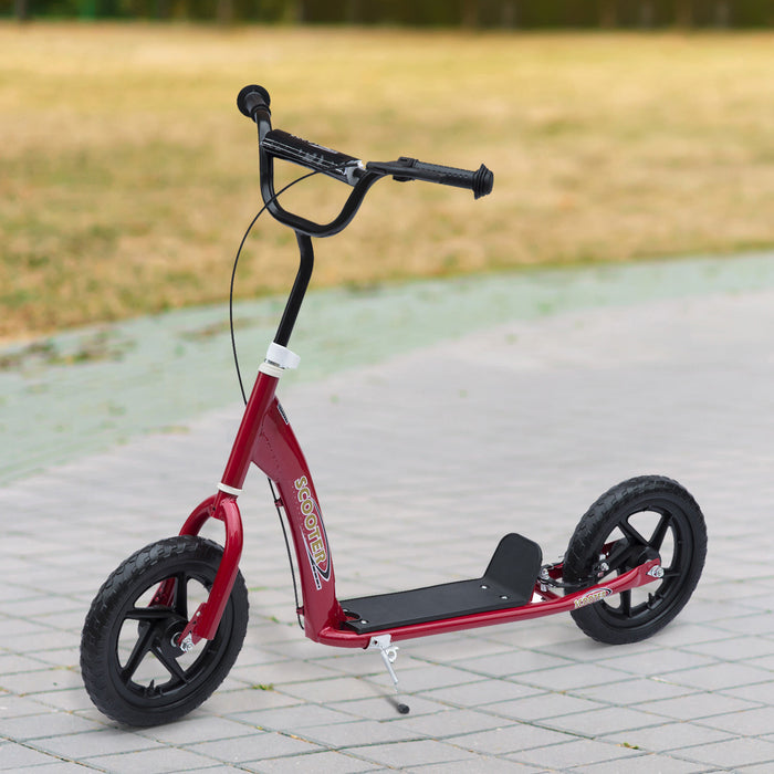 Homcom Reglable Enfants Pro Stunt Scooter Enfants Velo De Rue Velo Avec Pneu 12\" Rouge