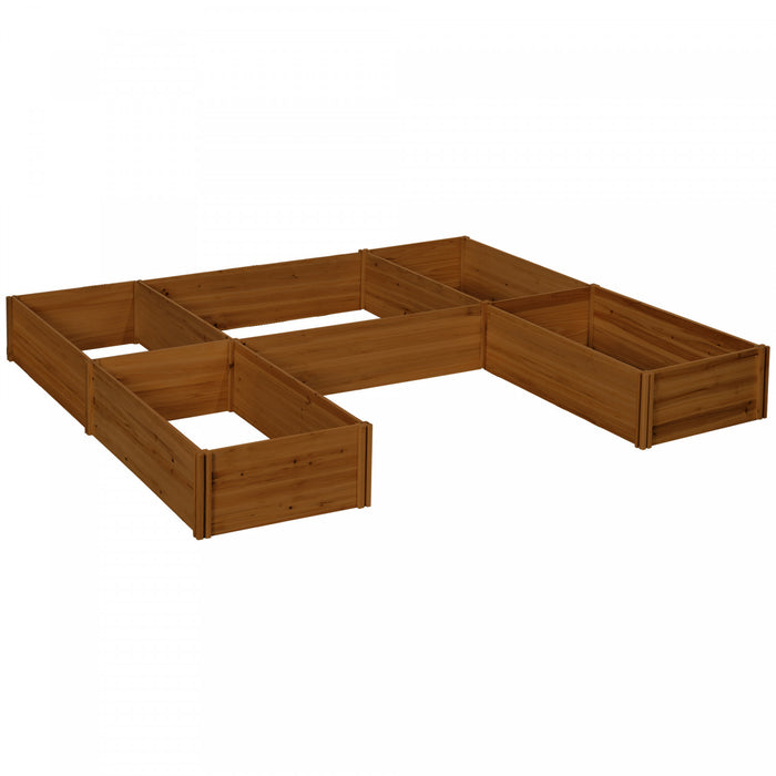 Outsunny Ensemble de plates-bandes surelevees a cinq boites, marron fonce