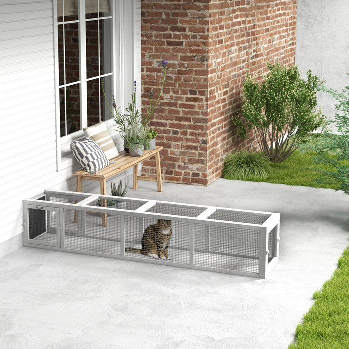 Jouet Tunnel Exterieur en Bois pour Chat avec Plusieurs Entrees, Tube pour Chat