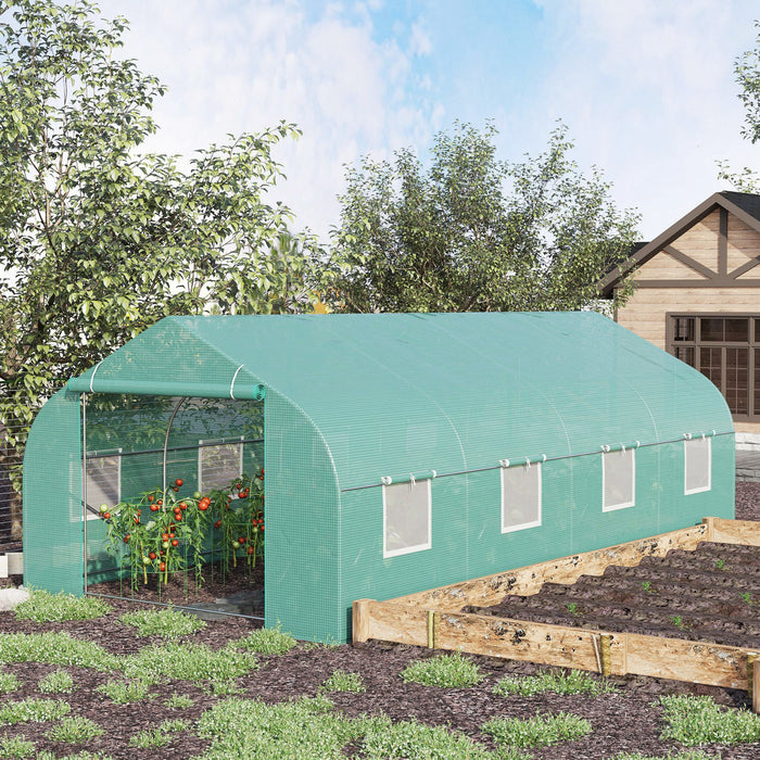Outsunny 20x10x7pi Clocher A Effet De Serre Exterieur Arriere-cour Croissance Des Graines De Plantes Tunnel Maison Chaude Avec 2 Voies D'ancrage Vert