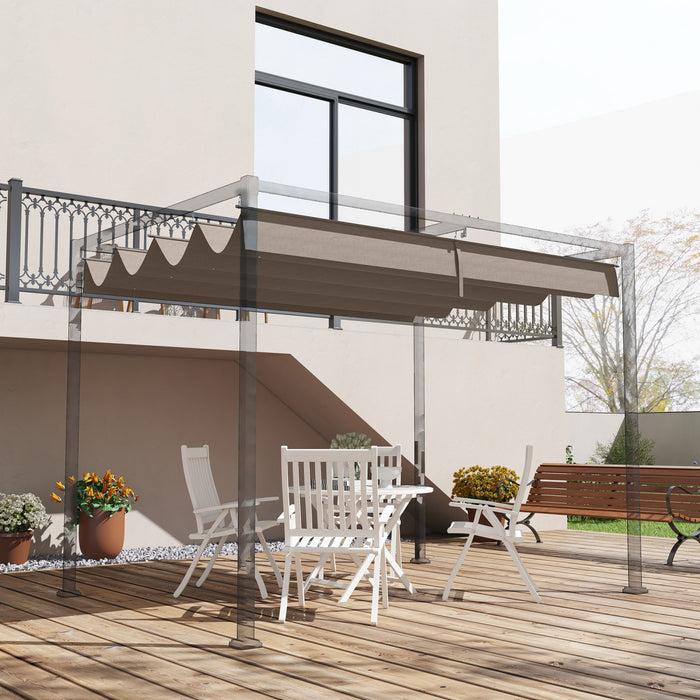 Outsunny Toit De Pergola Retractable, Couverture Pare-soleil De 9,8' X 7,1'