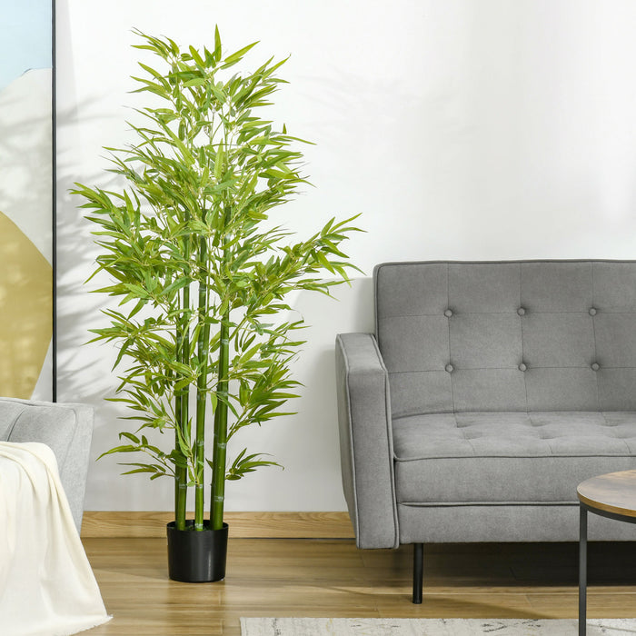 HOMCOM Bambou artificiel de 1,5 m en pot, fausse plante d'interieur