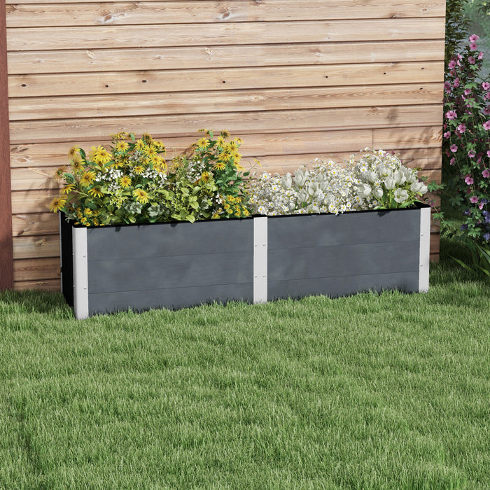 Outsunny 6.6' X 1.6' X 1.8' Lit De Jardin Sureleve Avec Fond Ouvert Gris