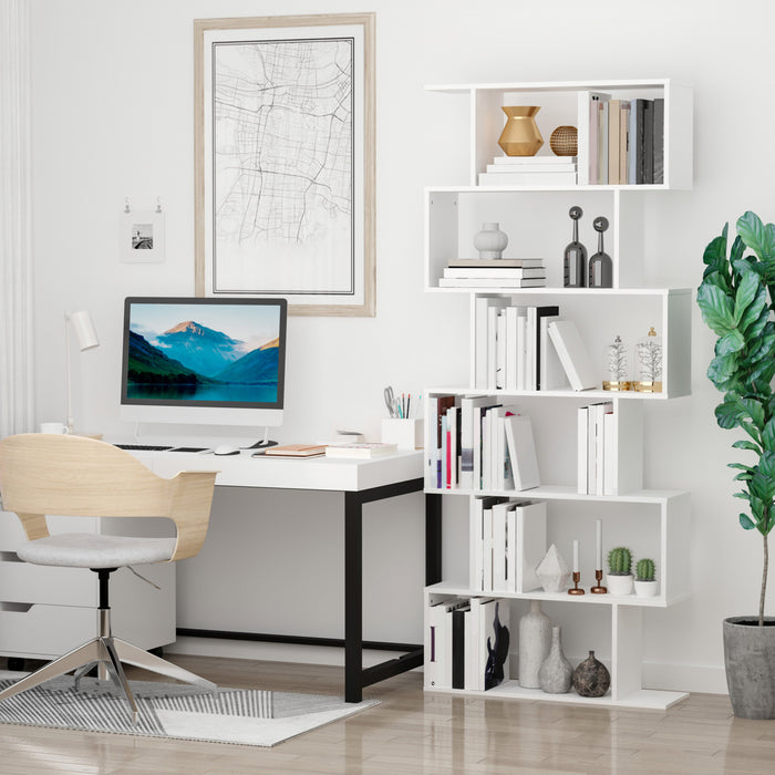 HOMCOM Bibliotheque 6 Etageres en Forme S, Separateur Bureau Maison Blanc